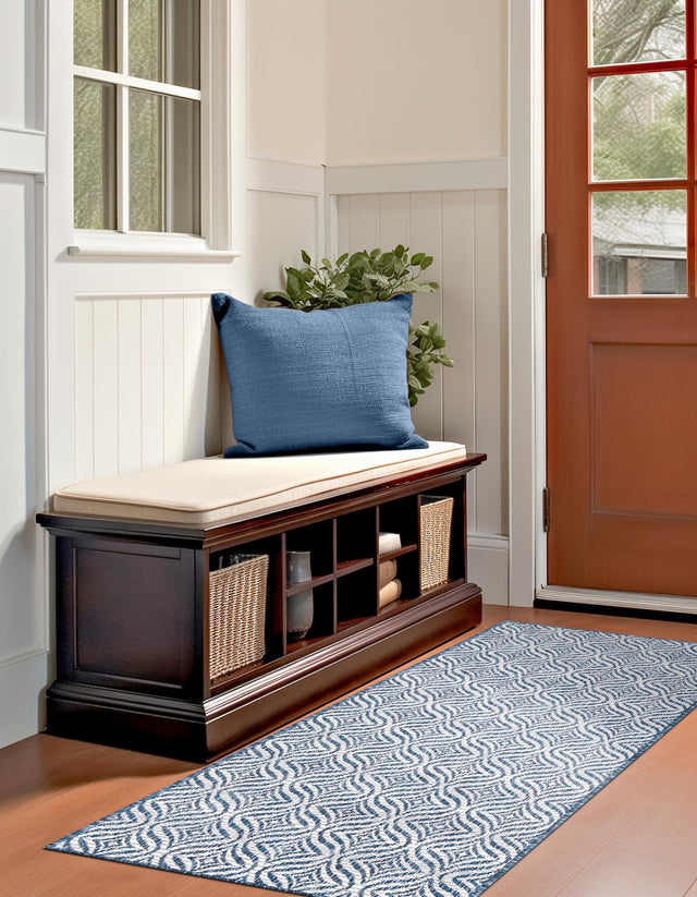 Blue 2' x 6' 1 Outdoor Trellis Runner Rug