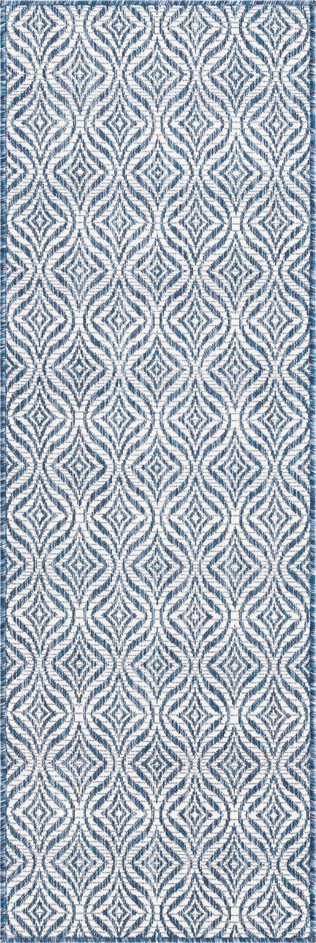 Blue 2' x 6' 1 Outdoor Trellis Runner Rug