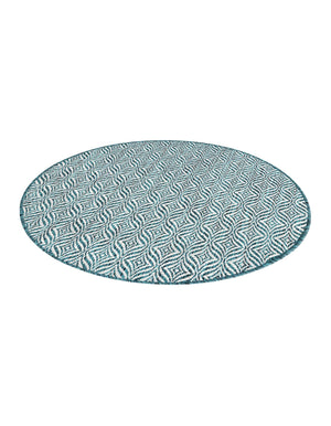 Teal 4' 1 x 4' 1 Outdoor Trellis Round Area Rug Weather Resistant for Patio, Deck, Terrace, Balcony, Porch Geometric Design Water Safe Outside Carpet for Sale at Rug Engine