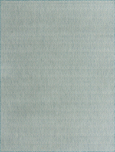 Aqua 9' x 12' Outdoor Trellis Rectangle Rug