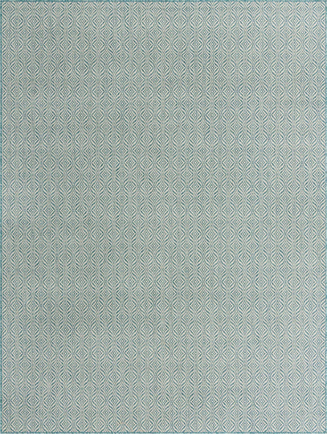 Aqua 9' x 12' Outdoor Trellis Rectangle Rug