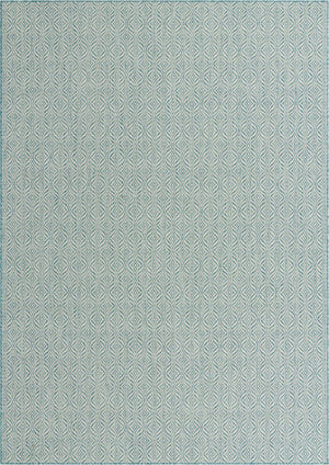 Aqua 8' x 11' Outdoor Trellis Rectangle Rug