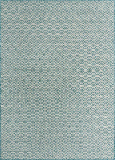 Aqua 7' 1 x 10' Outdoor Trellis Rectangle Rug