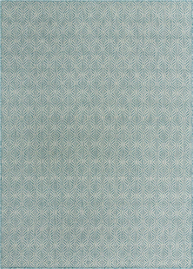 Aqua 7' 1 x 10' Outdoor Trellis Rectangle Rug
