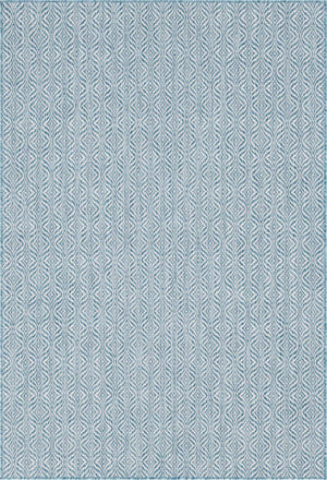 Aqua 6' 1 x 9' Outdoor Trellis Rectangle Area Rug Weather Resistant for Patio, Deck, Terrace, Balcony, Porch Geometric Design Water Safe Outside Carpet for Sale at Rug Engine