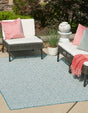 Aqua 4' 1 x 6' 1 Outdoor Trellis Rectangle Area Rug Weather Resistant for Patio, Deck, Terrace, Balcony, Porch Geometric Design Water Safe Outside Carpet for Sale at Rug Engine