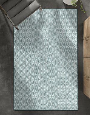 Aqua 6' 1 x 9' Outdoor Trellis Rectangle Area Rug Weather Resistant for Patio, Deck, Terrace, Balcony, Porch Geometric Design Water Safe Outside Carpet for Sale at Rug Engine
