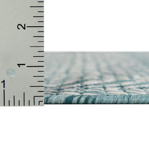 Aqua 2' x 6' 1 Outdoor Trellis Runner Area Rug Weather Resistant for Patio, Deck, Terrace, Balcony, Porch Geometric Design Water Safe Outside Carpet for Sale at Rug Engine