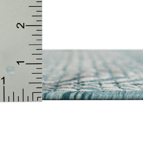 Aqua 2' x 6' 1 Outdoor Trellis Runner Area Rug Weather Resistant for Patio, Deck, Terrace, Balcony, Porch Geometric Design Water Safe Outside Carpet for Sale at Rug Engine