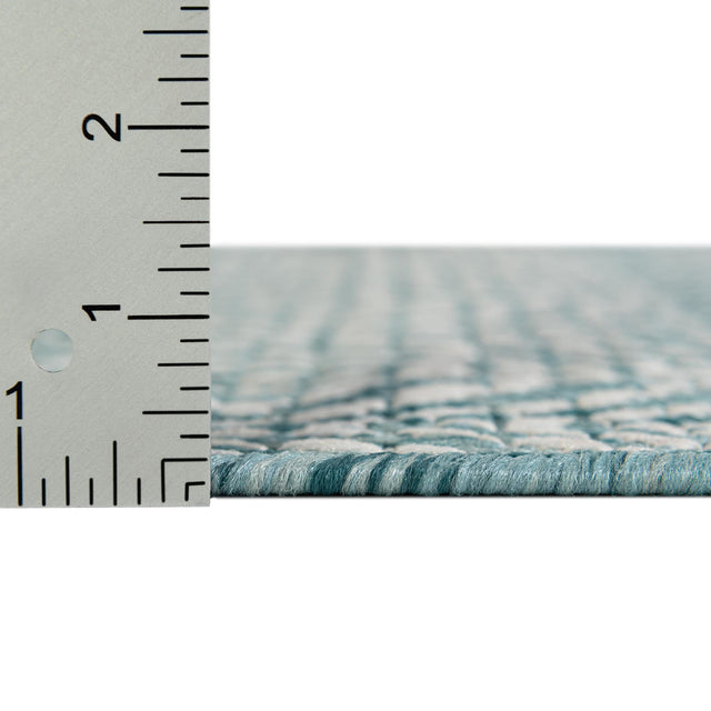 Aqua 2' x 6' 1 Outdoor Trellis Runner Area Rug Weather Resistant for Patio, Deck, Terrace, Balcony, Porch Geometric Design Water Safe Outside Carpet for Sale at Rug Engine
