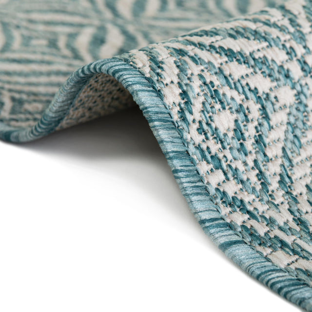 Aqua 2' x 6' 1 Outdoor Trellis Runner Area Rug Weather Resistant for Patio, Deck, Terrace, Balcony, Porch Geometric Design Water Safe Outside Carpet for Sale at Rug Engine