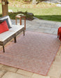 Rust Red 7' 10 x 11' Outdoor Trellis Rectangle Area Rug Weather Resistant for Patio, Deck, Terrace, Balcony, Porch Geometric Design Water Safe Outside Carpet for Sale at Rug Engine