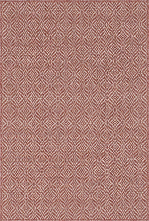 Rust Red 4' 1 x 6' 1 Outdoor Trellis Rectangle Area Rug Weather Resistant for Patio, Deck, Terrace, Balcony, Porch Geometric Design Water Safe Outside Carpet for Sale at Rug Engine