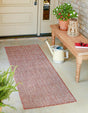 Rust Red 2' x 6' 1 Outdoor Trellis Runner Area Rug Weather Resistant for Patio, Deck, Terrace, Balcony, Porch Geometric Design Water Safe Outside Carpet for Sale at Rug Engine