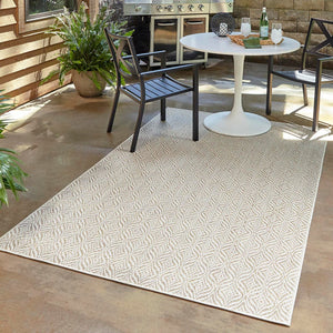 Taupe 6' 1 x 9' Outdoor Trellis Rectangle Area Rug Weather Resistant for Patio, Deck, Terrace, Balcony, Porch Geometric Design Water Safe Outside Carpet for Sale at Rug Engine