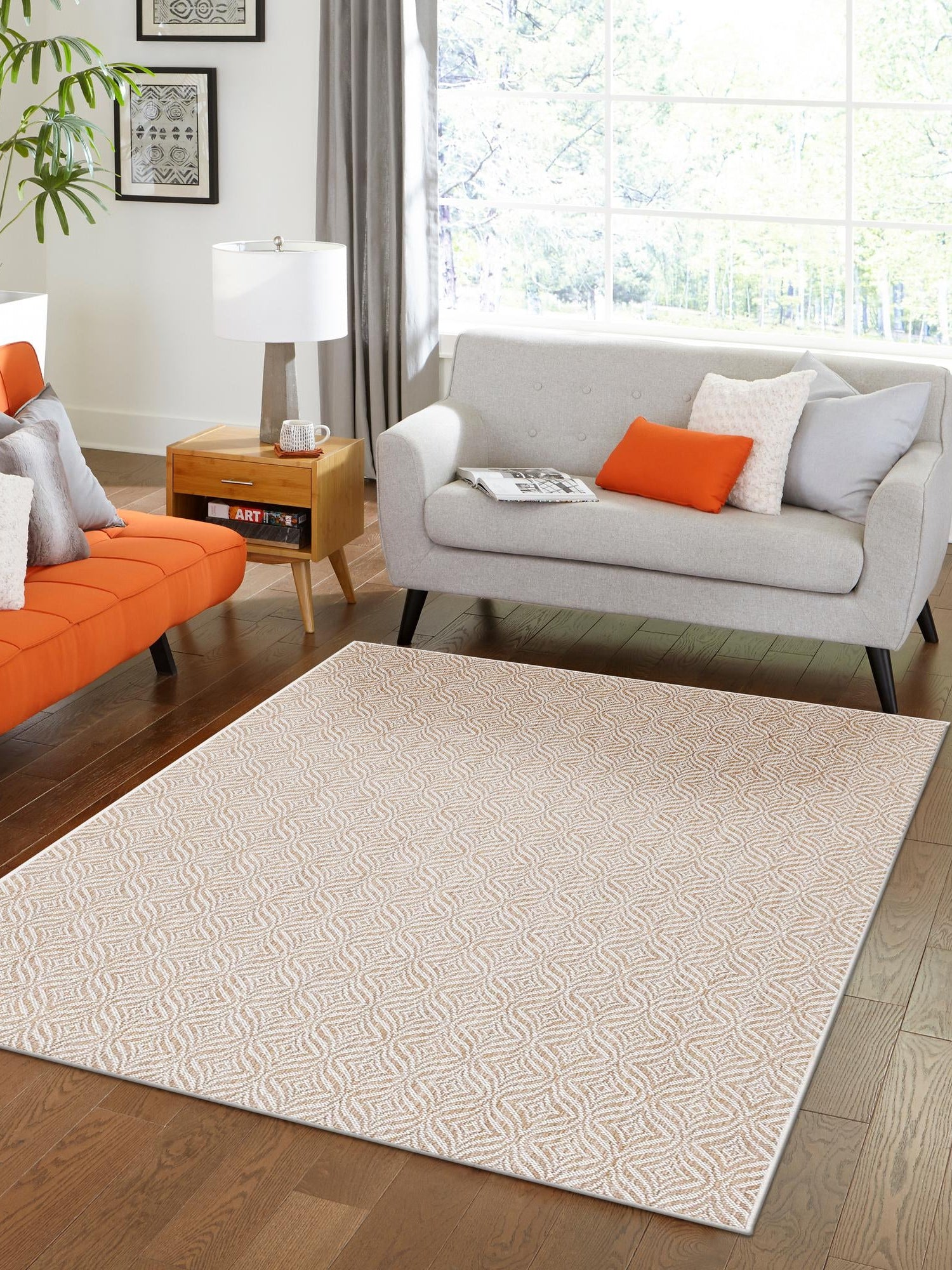 Taupe 3' 1 x 5' 3 Outdoor Trellis Rectangle Area Rug Weather Resistant for Patio, Deck, Terrace, Balcony, Porch Geometric Design Water Safe Outside Carpet for Sale at Rug Engine