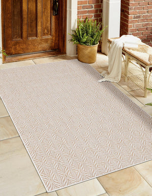 Taupe 7' 10 x 10' Outdoor Trellis Rectangle Area Rug Weather Resistant for Patio, Deck, Terrace, Balcony, Porch Geometric Design Water Safe Outside Carpet for Sale at Rug Engine