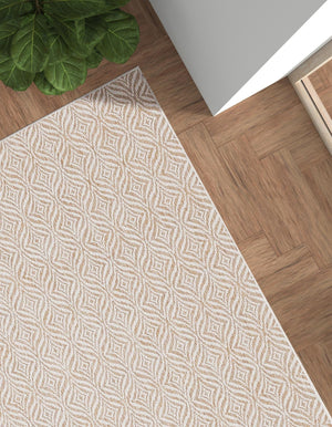 Taupe 7' 10 x 10' Outdoor Trellis Rectangle Area Rug Weather Resistant for Patio, Deck, Terrace, Balcony, Porch Geometric Design Water Safe Outside Carpet for Sale at Rug Engine