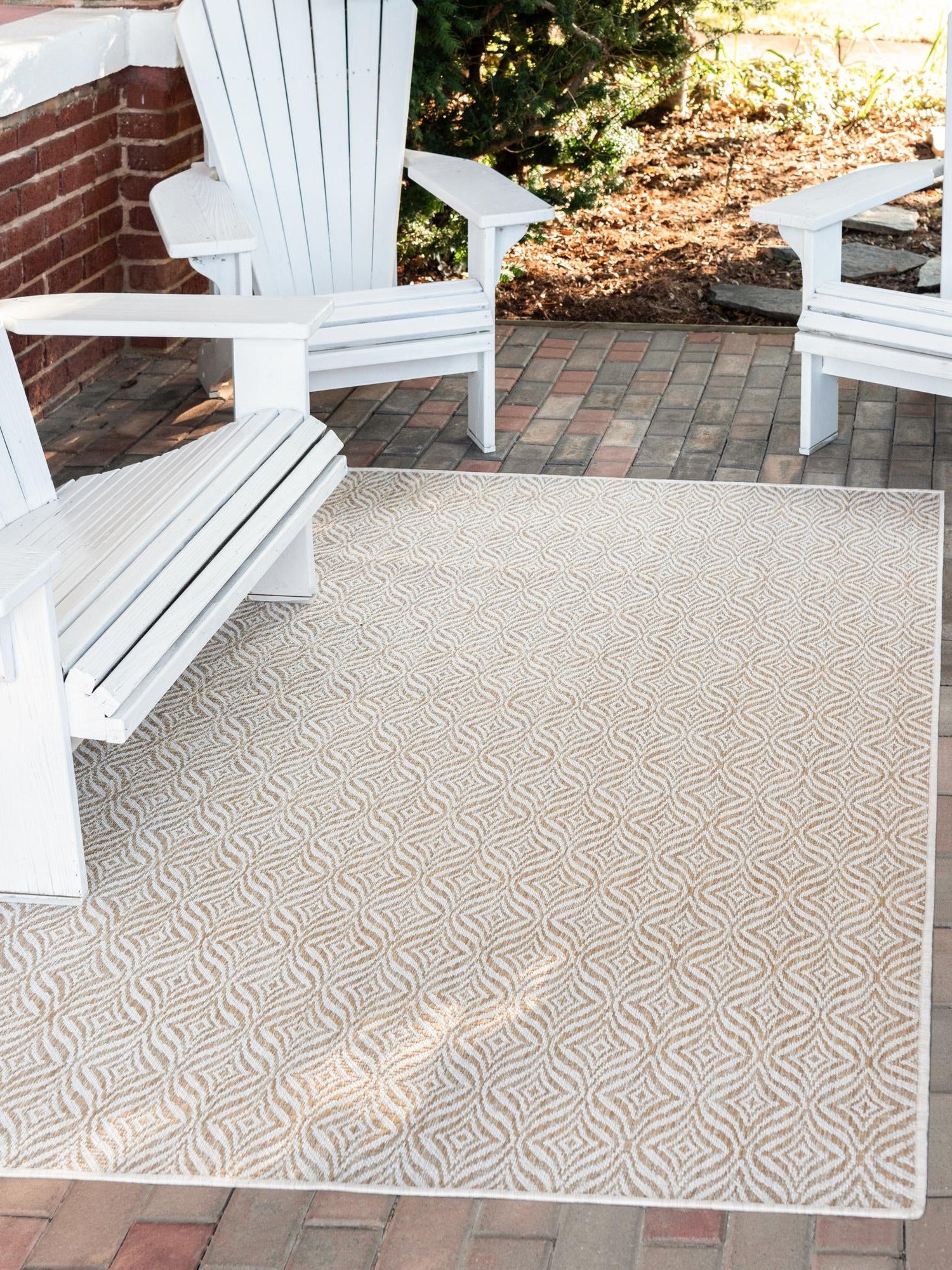Taupe 3' 1 x 5' 3 Outdoor Trellis Rectangle Area Rug Weather Resistant for Patio, Deck, Terrace, Balcony, Porch Geometric Design Water Safe Outside Carpet for Sale at Rug Engine