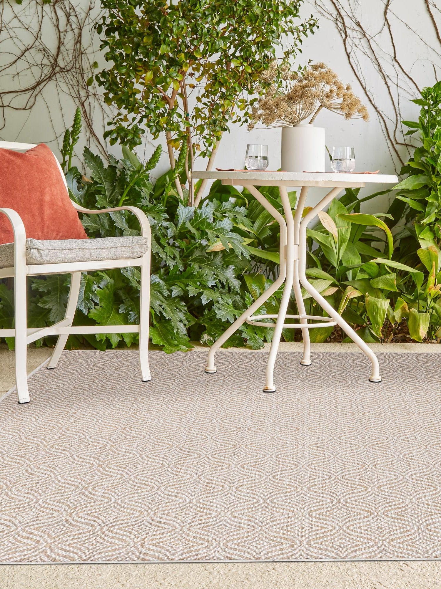 Taupe 7' 10 x 11' Outdoor Trellis Rectangle Area Rug Weather Resistant for Patio, Deck, Terrace, Balcony, Porch Geometric Design Water Safe Outside Carpet for Sale at Rug Engine