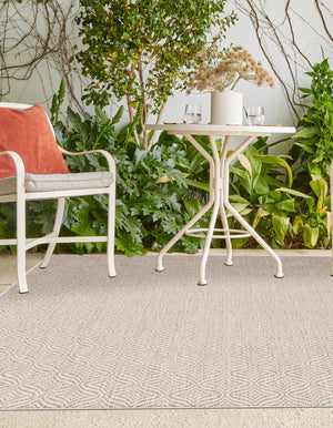Taupe 7' 10 x 10' Outdoor Trellis Rectangle Area Rug Weather Resistant for Patio, Deck, Terrace, Balcony, Porch Geometric Design Water Safe Outside Carpet for Sale at Rug Engine