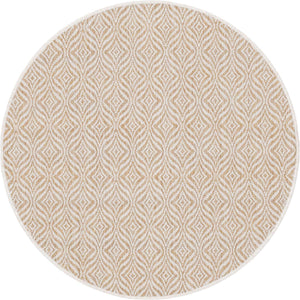 Taupe 4' 1 x 4' 1 Outdoor Trellis Round Area Rug Weather Resistant for Patio, Deck, Terrace, Balcony, Porch Geometric Design Water Safe Outside Carpet for Sale at Rug Engine