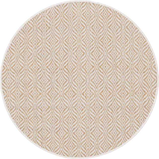 Taupe 4' 1 x 4' 1 Outdoor Trellis Round Area Rug Weather Resistant for Patio, Deck, Terrace, Balcony, Porch Geometric Design Water Safe Outside Carpet for Sale at Rug Engine