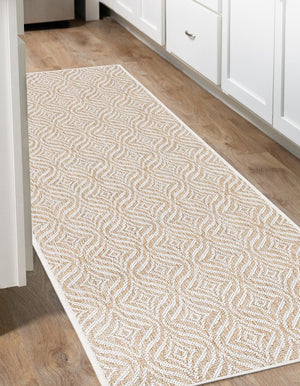 Taupe 2' 7 x 10' Outdoor Trellis Runner Area Rug Weather Resistant for Patio, Deck, Terrace, Balcony, Porch Geometric Design Water Safe Outside Carpet for Sale at Rug Engine