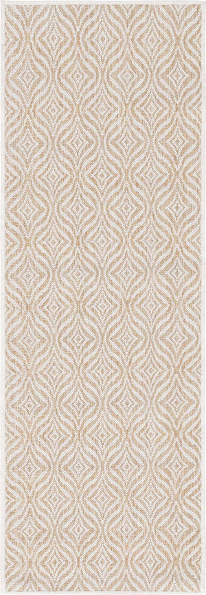 Taupe 2' x 6' 1 Outdoor Trellis Runner Area Rug Weather Resistant for Patio, Deck, Terrace, Balcony, Porch Geometric Design Water Safe Outside Carpet for Sale at Rug Engine