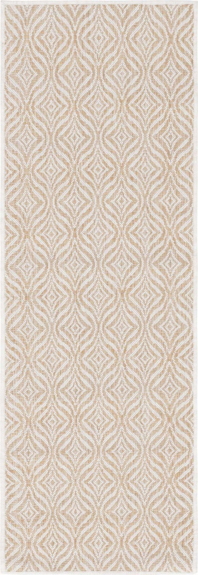 Taupe 2' x 6' 1 Outdoor Trellis Runner Area Rug Weather Resistant for Patio, Deck, Terrace, Balcony, Porch Geometric Design Water Safe Outside Carpet for Sale at Rug Engine