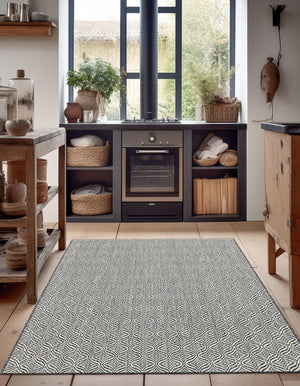 Charcoal 2' x 3' 1 Outdoor Trellis Rectangle Area Rug Weather Resistant for Patio, Deck, Terrace, Balcony, Porch Geometric Design Water Safe Outside Carpet for Sale at Rug Engine