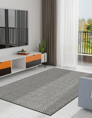 Charcoal 6' 1 x 9' Outdoor Trellis Rectangle Rug
