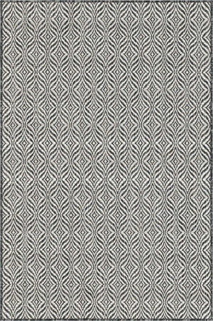 Charcoal 4' 1 x 6' 1 Outdoor Trellis Rectangle Area Rug Weather Resistant for Patio, Deck, Terrace, Balcony, Porch Geometric Design Water Safe Outside Carpet for Sale at Rug Engine