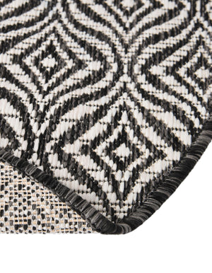 Charcoal 6' 1 x 6' 1 Outdoor Trellis Round Area Rug Weather Resistant for Patio, Deck, Terrace, Balcony, Porch Geometric Design Water Safe Outside Carpet for Sale at Rug Engine