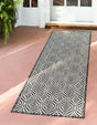 Charcoal 2' x 6' 1 Outdoor Trellis Runner Area Rug Weather Resistant for Patio, Deck, Terrace, Balcony, Porch Geometric Design Water Safe Outside Carpet for Sale at Rug Engine