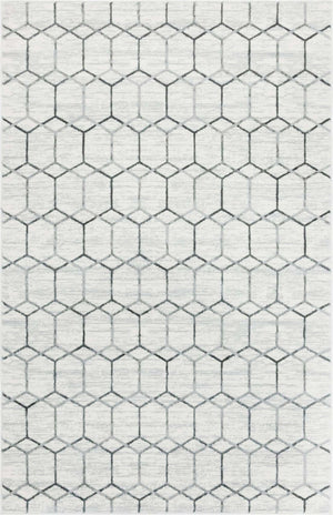White 5' 1 x 8' Matrix Trellis Rectangle Area Rug 100% Polyester Geometric Pattern Modern Carpet for Living, Dining, Bedroom, Office for Sale at Rug Engine
