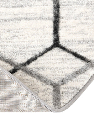 White 7' x 7' Matrix Trellis Round Area Rug 100% Polyester Geometric Pattern Modern Carpet for Living, Dining, Bedroom, Office for Sale at Rug Engine