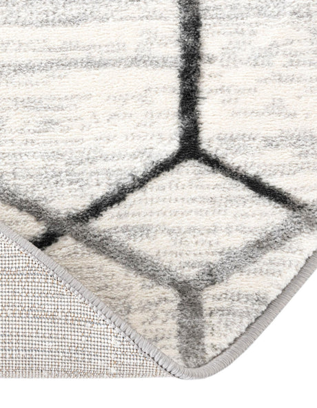 White 7' x 7' Matrix Trellis Round Area Rug 100% Polyester Geometric Pattern Modern Carpet for Living, Dining, Bedroom, Office for Sale at Rug Engine