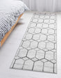 White 2' 7 x 13' Matrix Trellis Runner Area Rug 100% Polyester Geometric Pattern Modern Carpet for Living, Dining, Bedroom, Office for Sale at Rug Engine