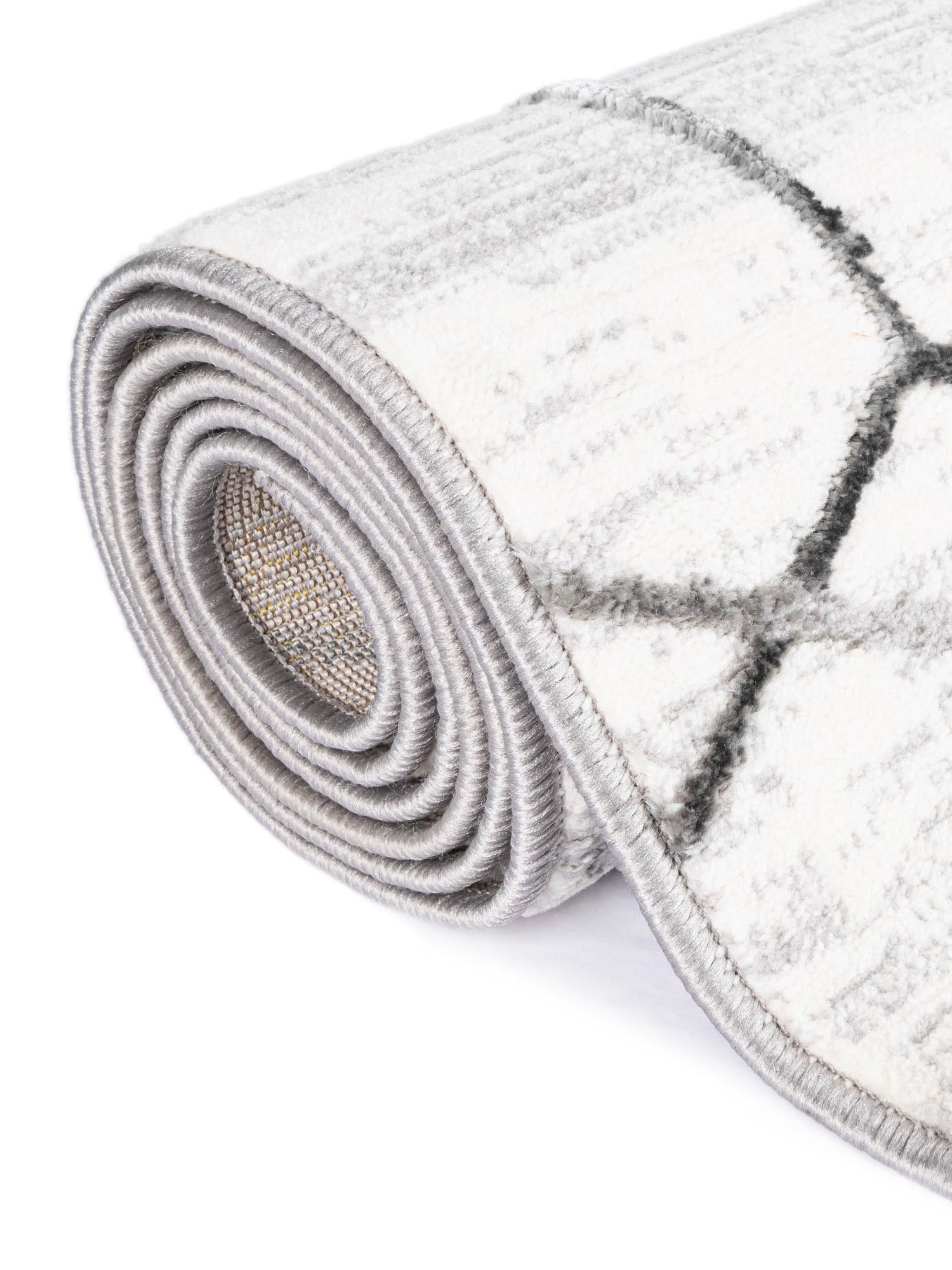 White 2' 7 x 16' 5 Matrix Trellis Runner Area Rug 100% Polyester Geometric Pattern Modern Carpet for Living, Dining, Bedroom, Office for Sale at Rug Engine