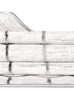White 2' x 8' Matrix Trellis Runner Area Rug 100% Polyester Geometric Pattern Modern Carpet for Living, Dining, Bedroom, Office for Sale at Rug Engine