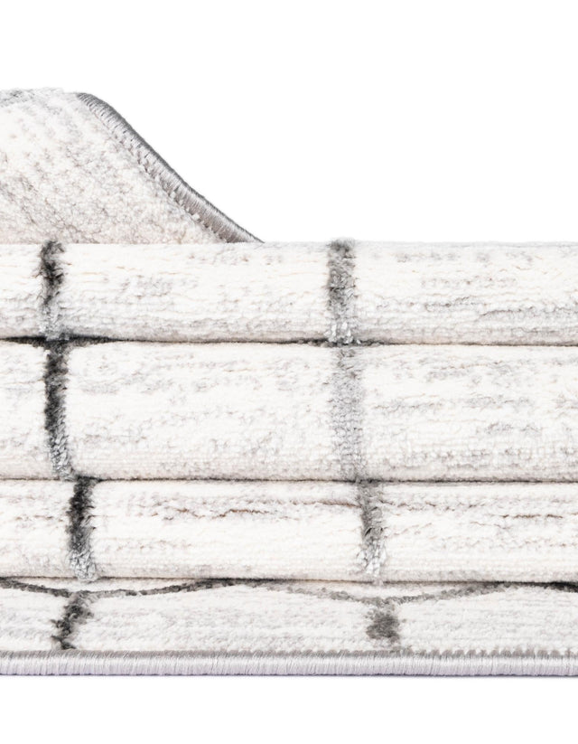 White 2' 7 x 16' 5 Matrix Trellis Runner Area Rug 100% Polyester Geometric Pattern Modern Carpet for Living, Dining, Bedroom, Office for Sale at Rug Engine
