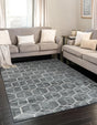 Grey 7' 1 x 10' Matrix Trellis Rectangle Area Rug 100% Polyester Geometric Pattern Modern Carpet for Living, Dining, Bedroom, Office for Sale at Rug Engine