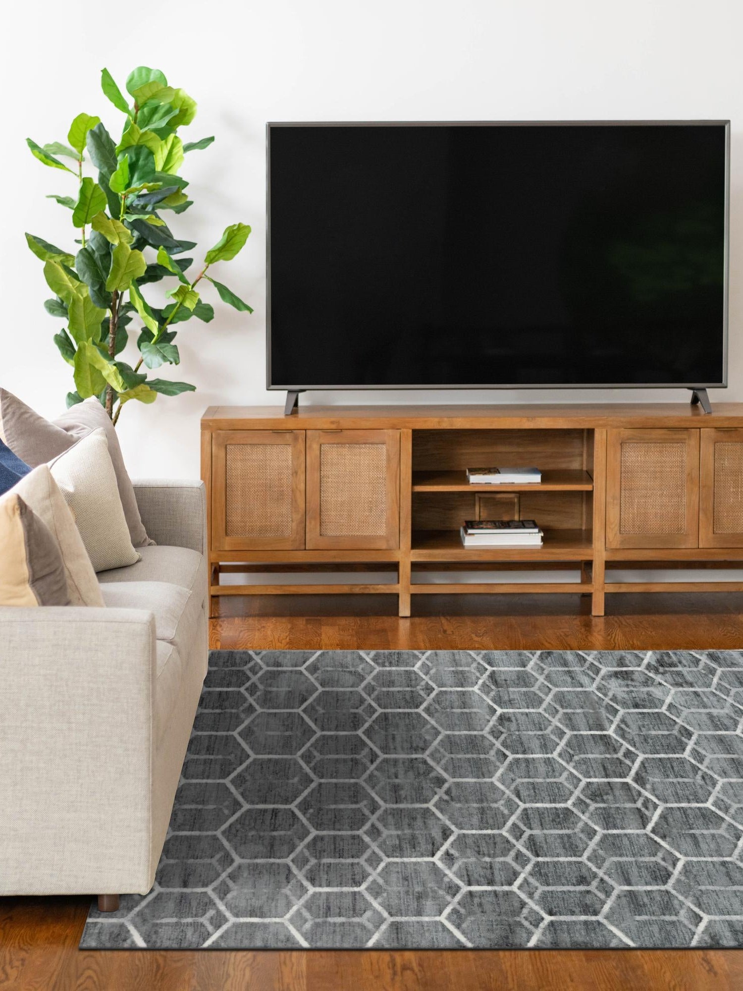 Grey 3' 3 x 5' 3 Matrix Trellis Rectangle Area Rug 100% Polyester Geometric Pattern Modern Carpet for Living, Dining, Bedroom, Office for Sale at Rug Engine