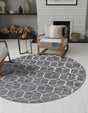 Grey 5' 1 x 5' 1 Matrix Trellis Round Area Rug 100% Polyester Geometric Pattern Modern Carpet for Living, Dining, Bedroom, Office for Sale at Rug Engine