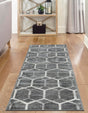 Grey 2' 7 x 16' 5 Matrix Trellis Runner Area Rug 100% Polyester Geometric Pattern Modern Carpet for Living, Dining, Bedroom, Office for Sale at Rug Engine