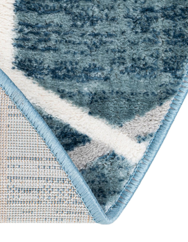 Blue 7' x 7' Matrix Trellis Round Area Rug 100% Polyester Geometric Pattern Modern Carpet for Living, Dining, Bedroom, Office for Sale at Rug Engine