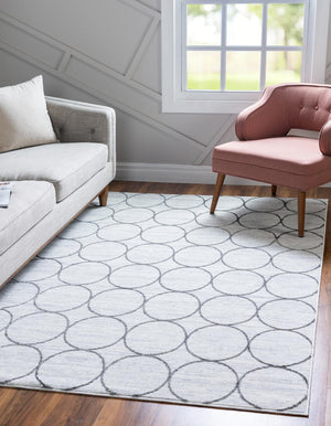White 9' x 12' 2 Matrix Trellis Rectangle Area Rug 100% Polyester Geometric Pattern Modern Carpet for Living, Dining, Bedroom, Office for Sale at Rug Engine