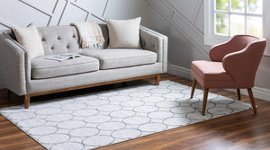 White 9' x 12' 2 Matrix Trellis Rectangle Area Rug 100% Polyester Geometric Pattern Modern Carpet for Living, Dining, Bedroom, Office for Sale at Rug Engine