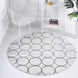 White 7' x 7' Matrix Trellis Round Area Rug 100% Polyester Geometric Pattern Modern Carpet for Living, Dining, Bedroom, Office for Sale at Rug Engine
